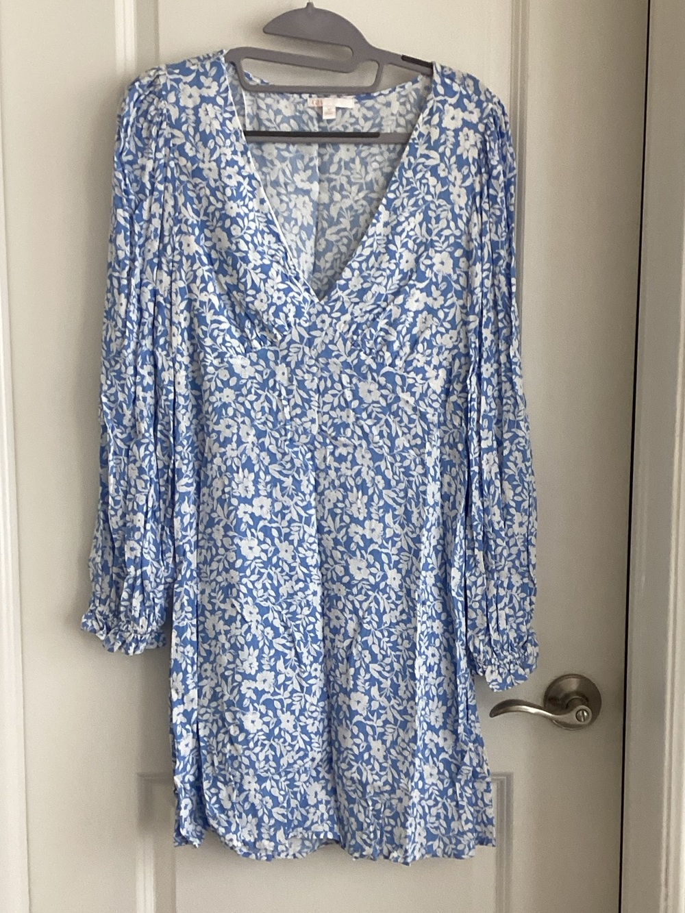 Light Blue Floral V-Neck Women’s Dress